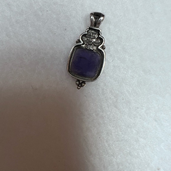 Vintage 925 Amethyst Square Pendant Necklace - Picture 3 of 3